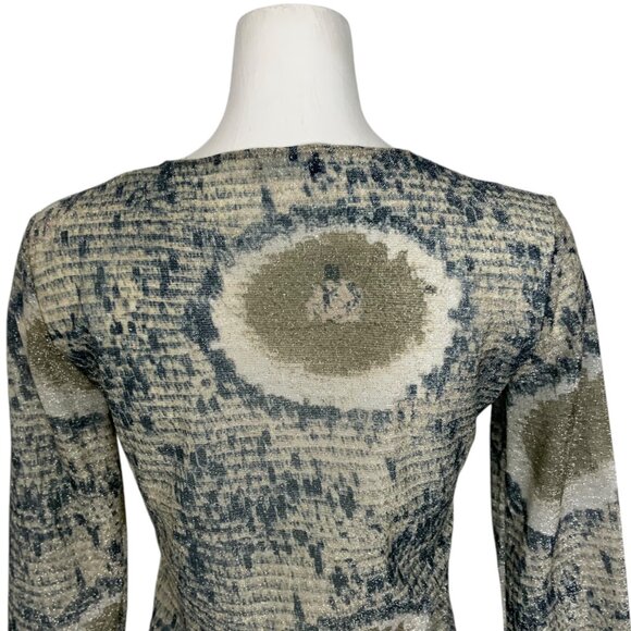 Future Ozbek Cardigan Sweater 42 US/8 Long Sleeve Button Front Shiny Knit Italy - Picture 8 of 12